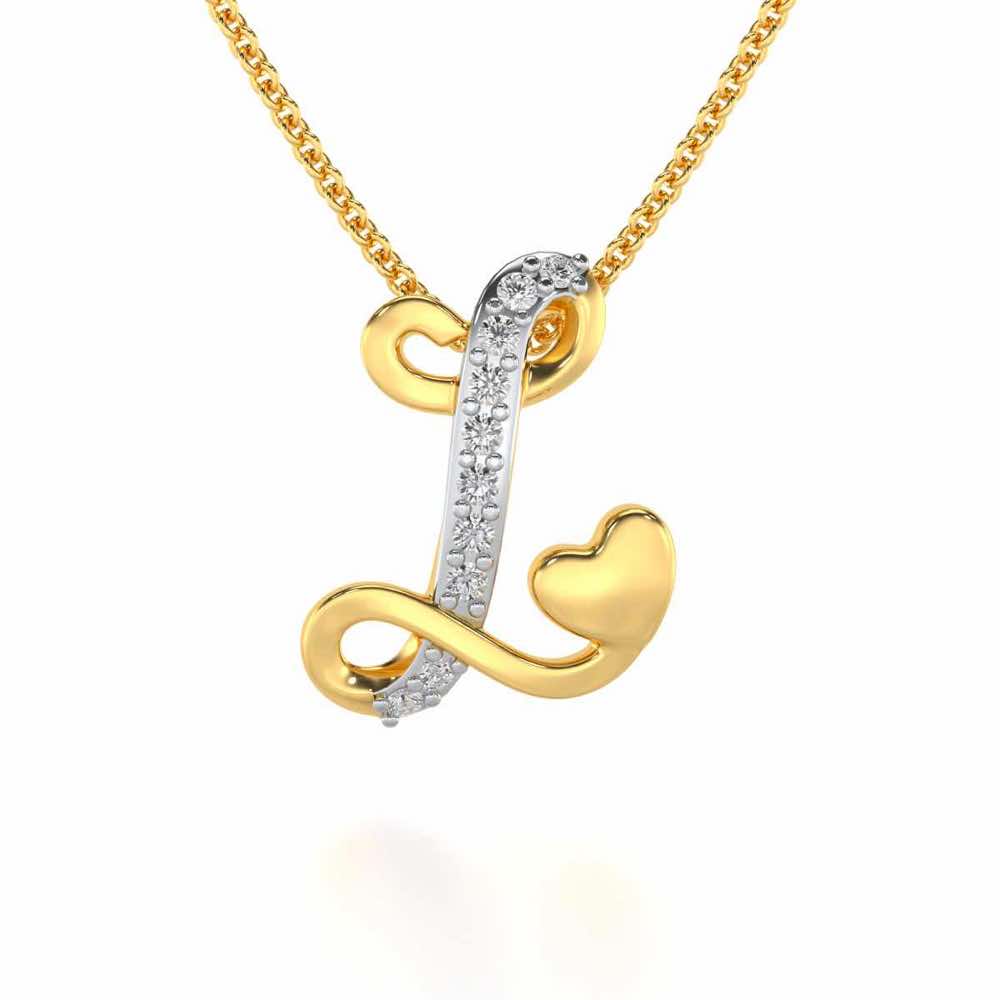 Lovely L Silver Pendant - Yellow Gold - Image 1