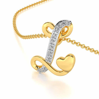 Lovely L Silver Pendant - Yellow Gold - Image 2