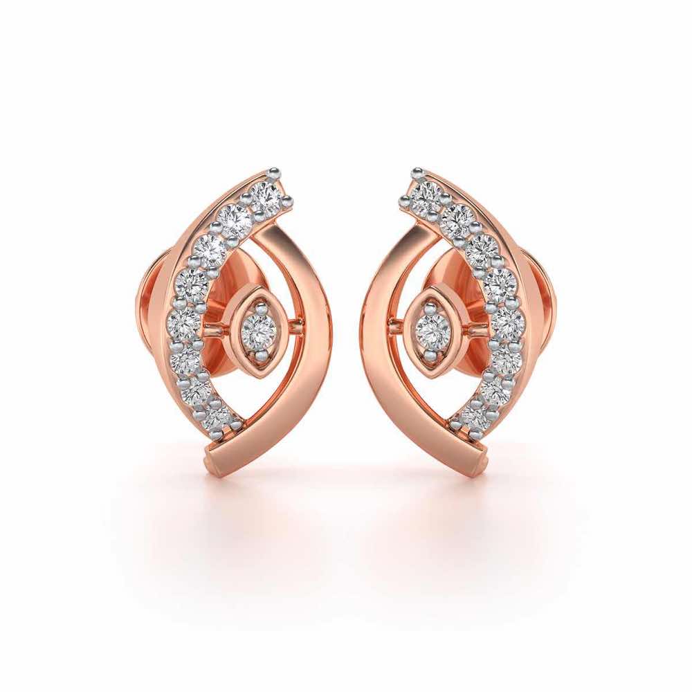 Lovely Leaf Silver Studs - Rose Gold - Image 1