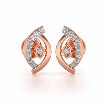 Lovely Leaf Silver Studs - Rose Gold - Image 1