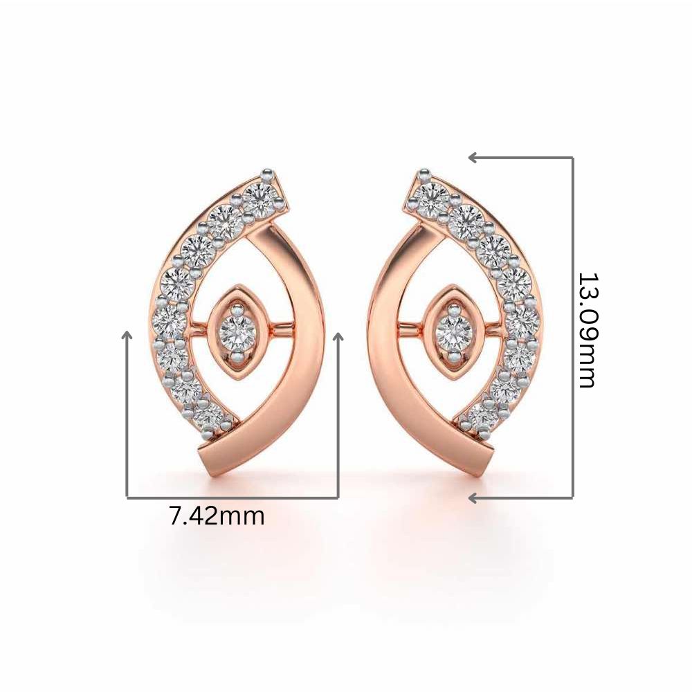 Lovely Leaf Silver Studs - Rose Gold - Image 2