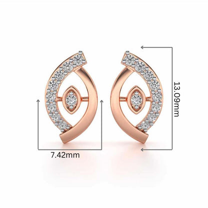 Lovely Leaf Silver Studs - Rose Gold - Image 2