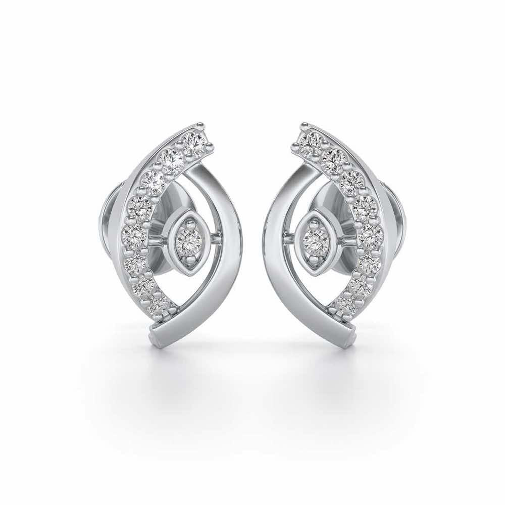 Lovely Leaf Silver Studs - White Gold - Image 1