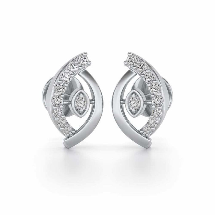 Lovely Leaf Silver Studs - White Gold - Image 1