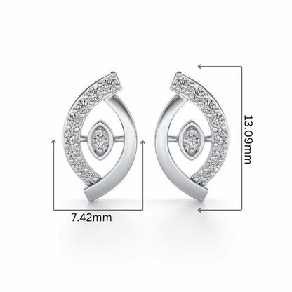 Lovely Leaf Silver Studs - White Gold - Image 2