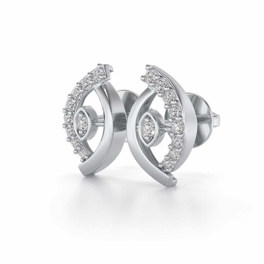 Lovely Leaf Silver Studs - White Gold - Image 3
