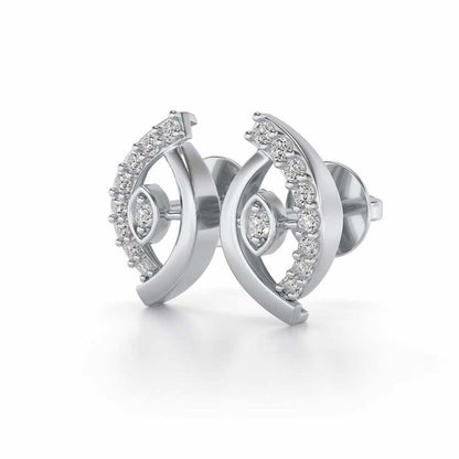 Lovely Leaf Silver Studs - White Gold - Image 3