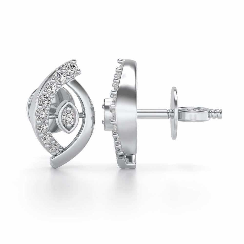 Lovely Leaf Silver Studs - White Gold - Image 4