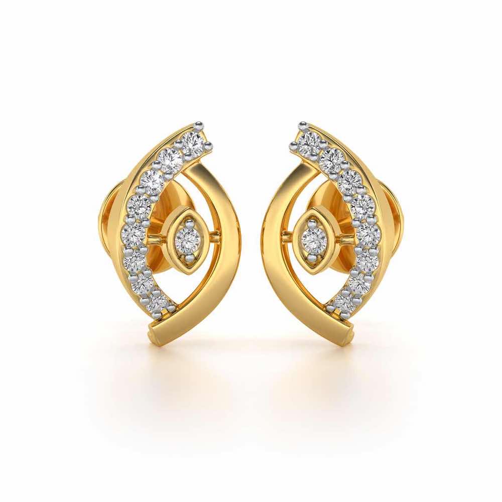 Lovely Leaf Silver Studs - Yellow Gold - Image 1