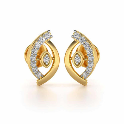 Lovely Leaf Silver Studs - Yellow Gold - Image 1