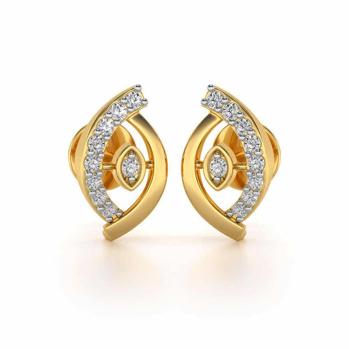 Lovely Leaf Silver Studs - Yellow Gold - Image 1
