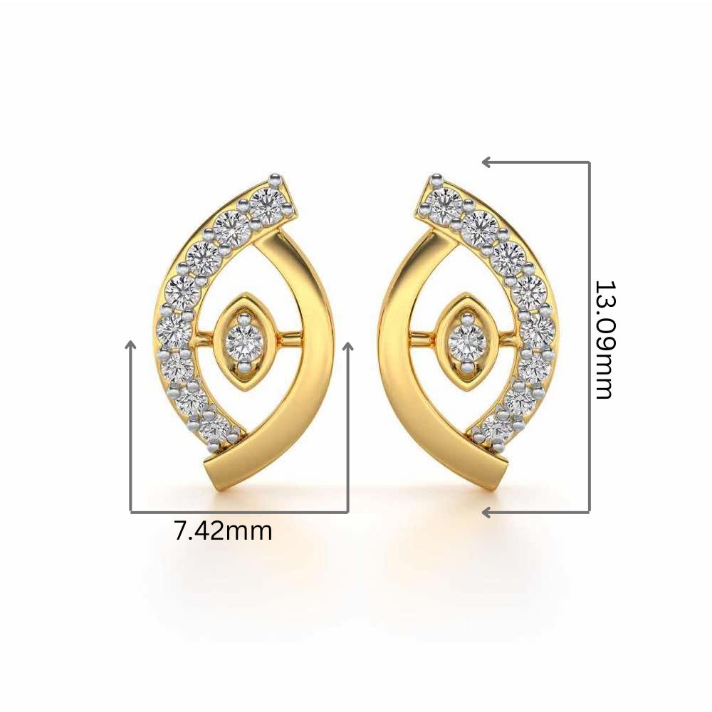 Lovely Leaf Silver Studs - Yellow Gold - Image 2