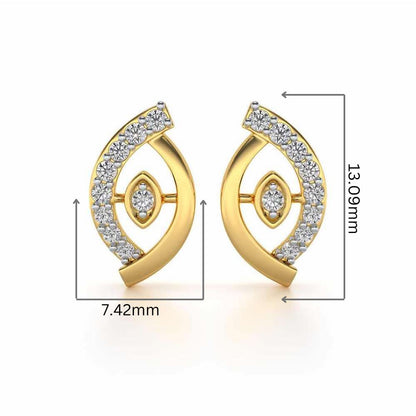 Lovely Leaf Silver Studs - Yellow Gold - Image 2