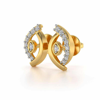 Lovely Leaf Silver Studs - Yellow Gold - Image 3