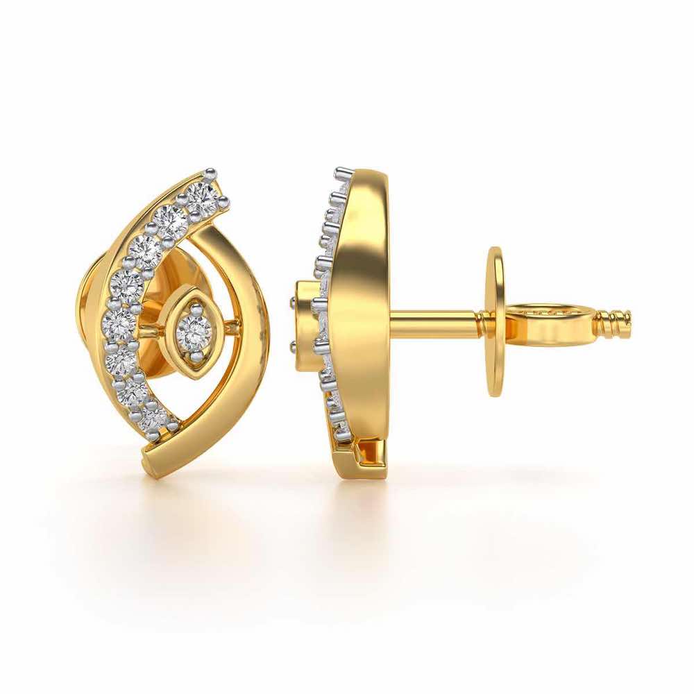 Lovely Leaf Silver Studs - Yellow Gold - Image 4