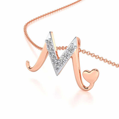 Lovely M Silver Pendant - Rose Gold - Image 2