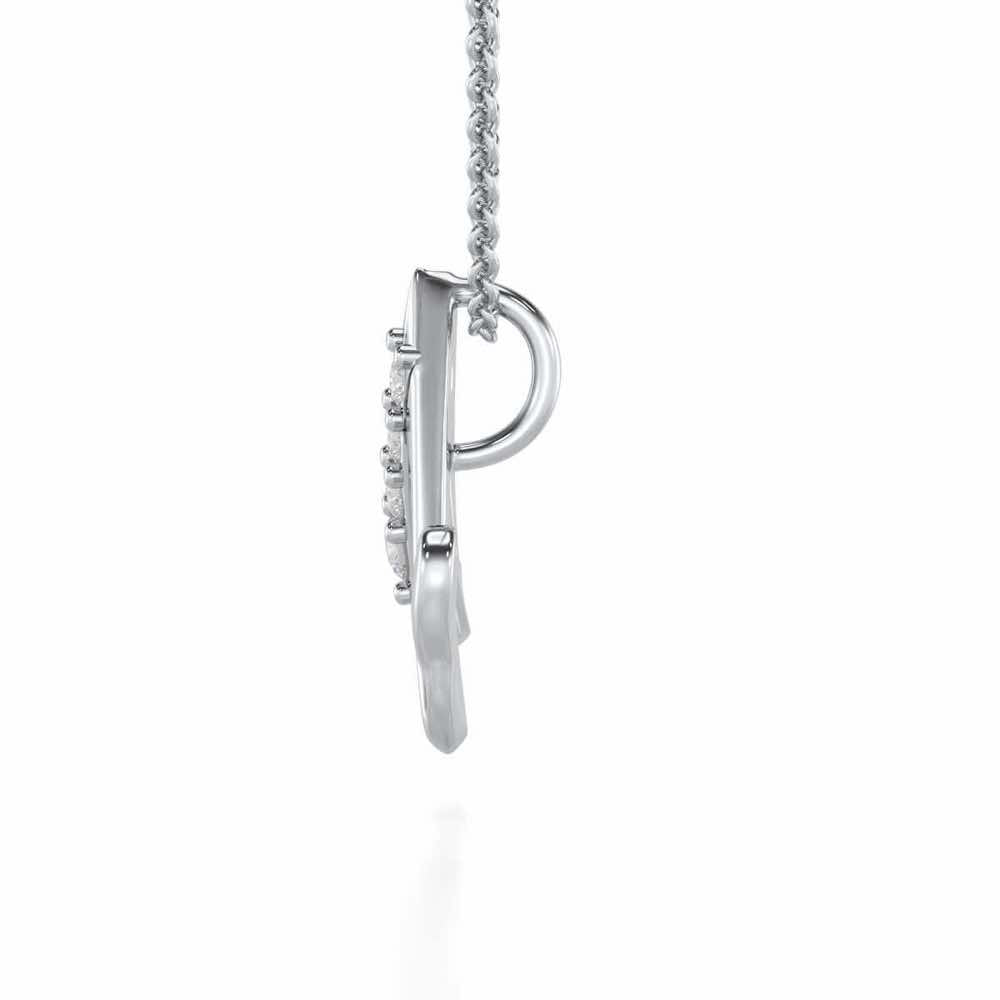Lovely M Silver Pendant - White Gold - Image 3