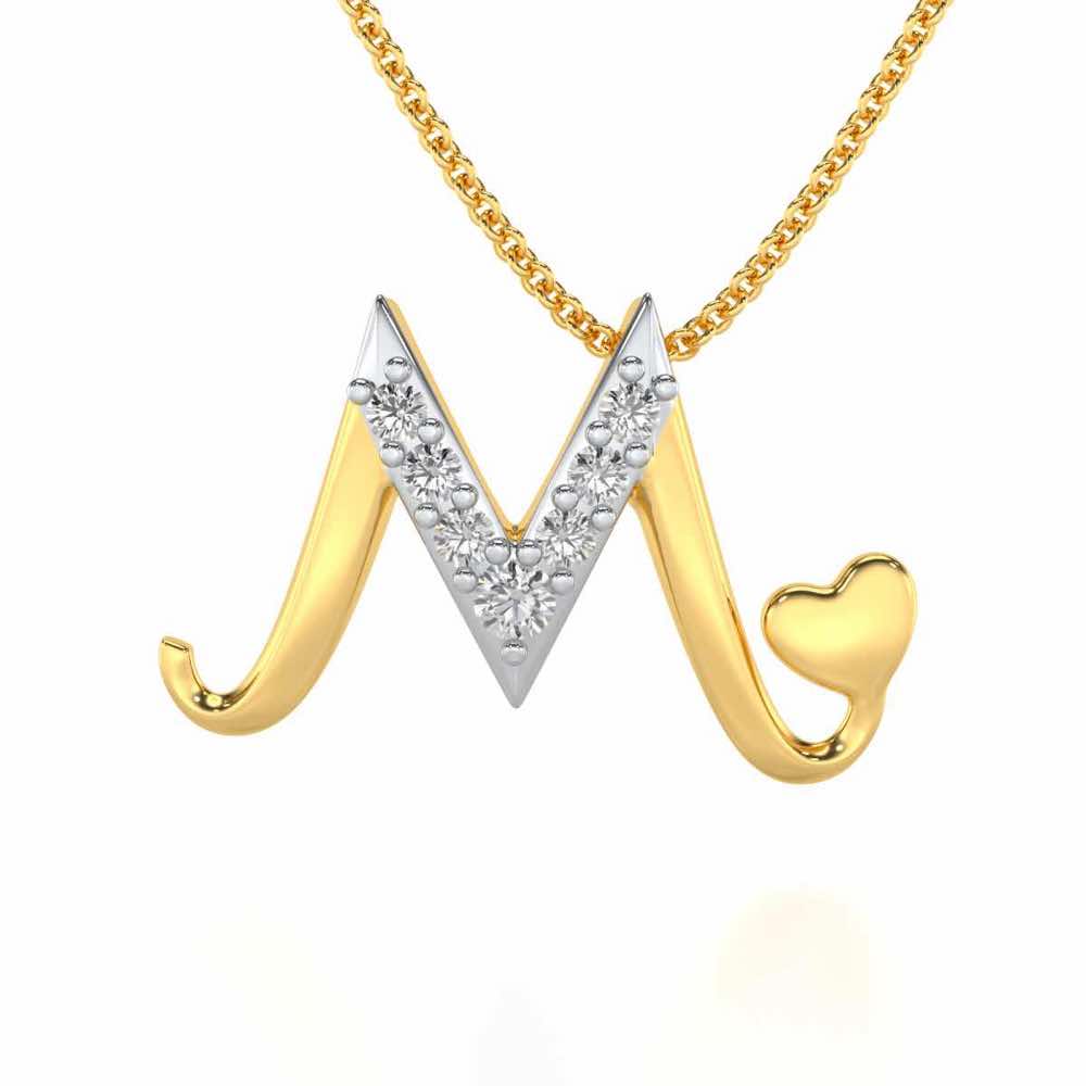 Lovely M Silver Pendant - Yellow Gold - Image 1