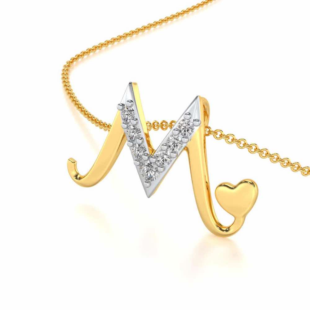 Lovely M Silver Pendant - Yellow Gold - Image 2