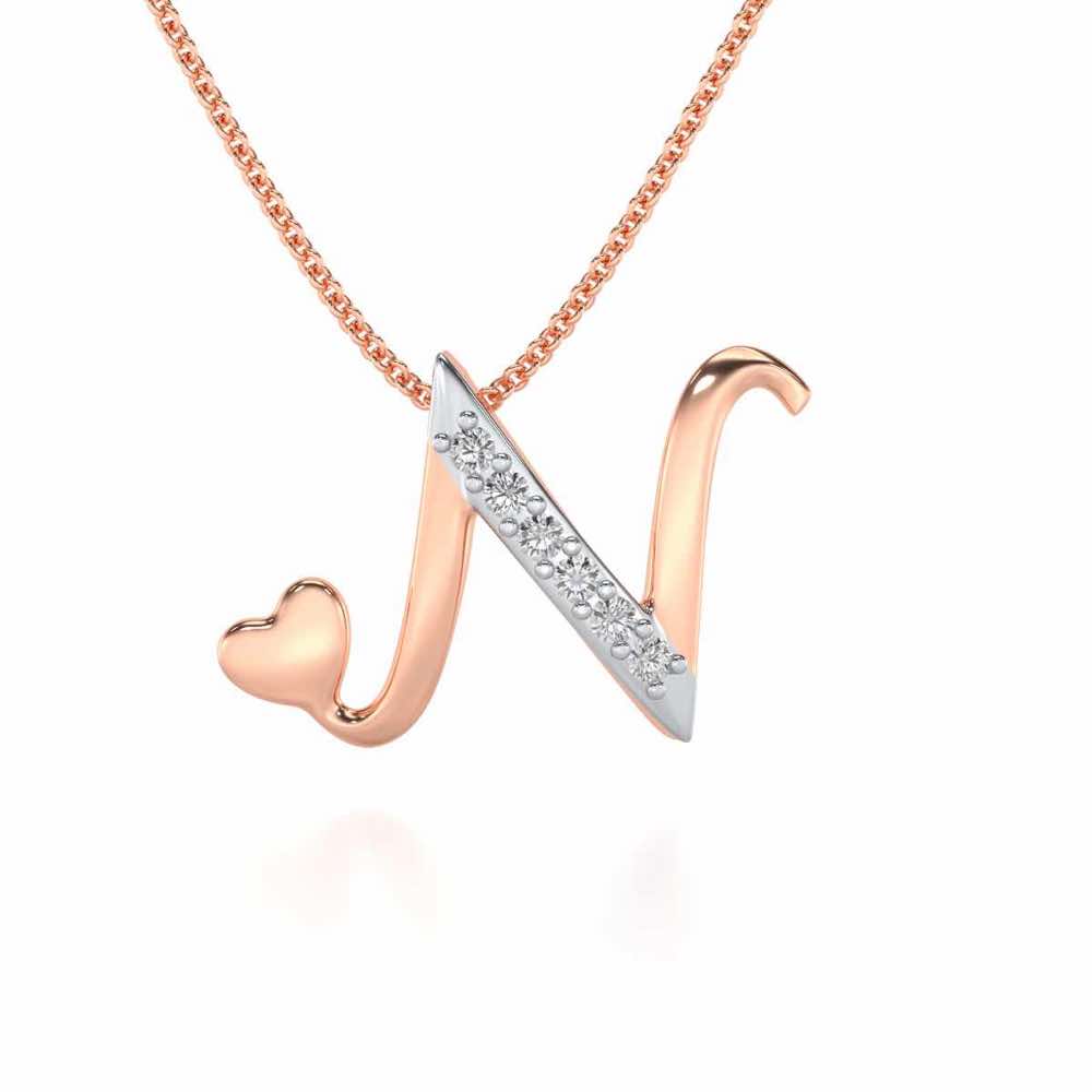Lovely N Silver Pendant - Rose Gold - Image 1