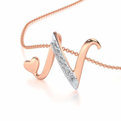 Lovely N Silver Pendant - Rose Gold - Image 2
