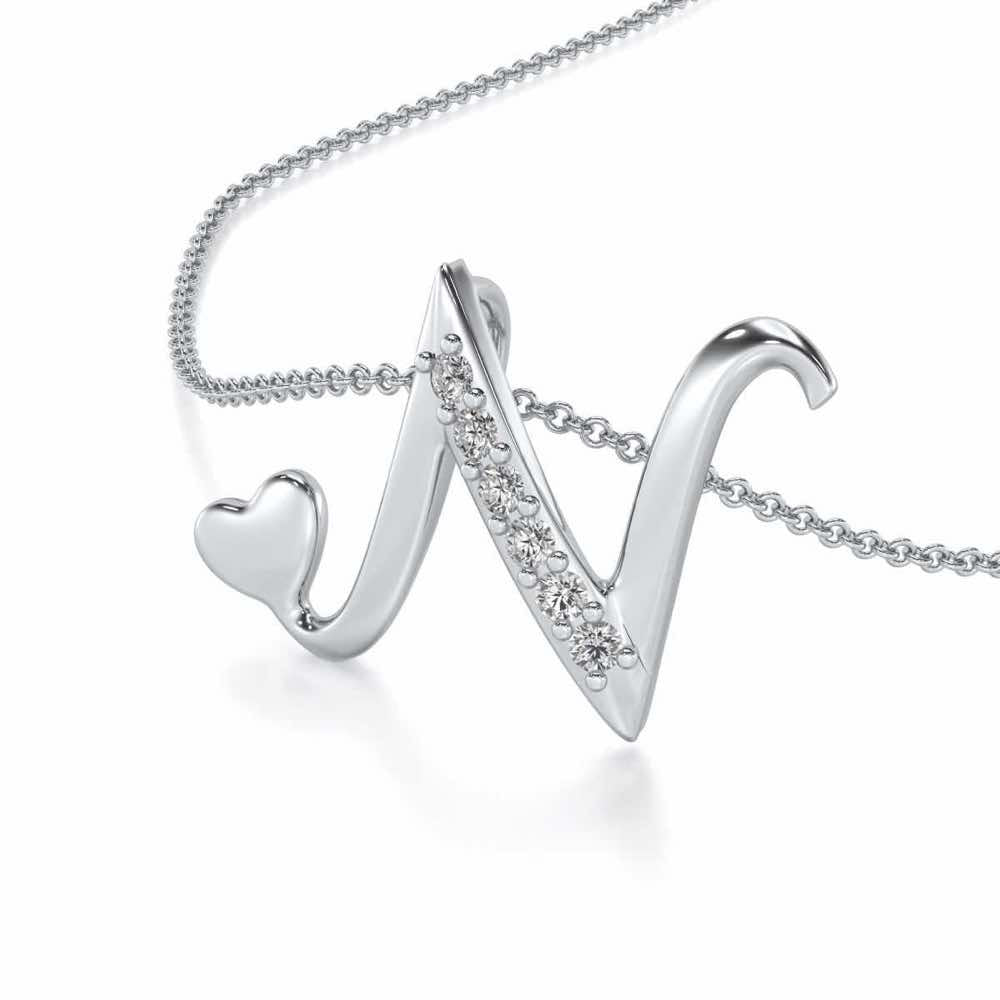 Lovely N Silver Pendant - White Gold - Image 2