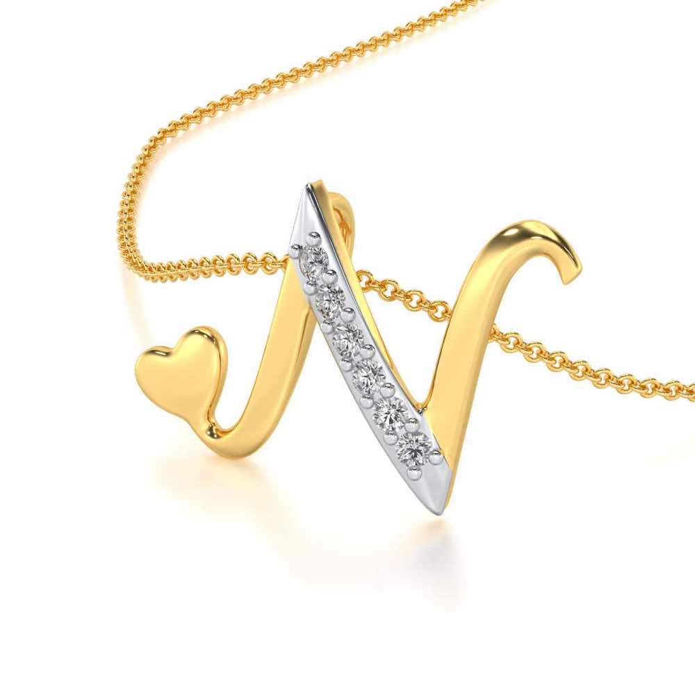 Lovely N Silver Pendant - Yellow Gold - Image 2