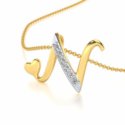 Lovely N Silver Pendant - Yellow Gold - Image 2
