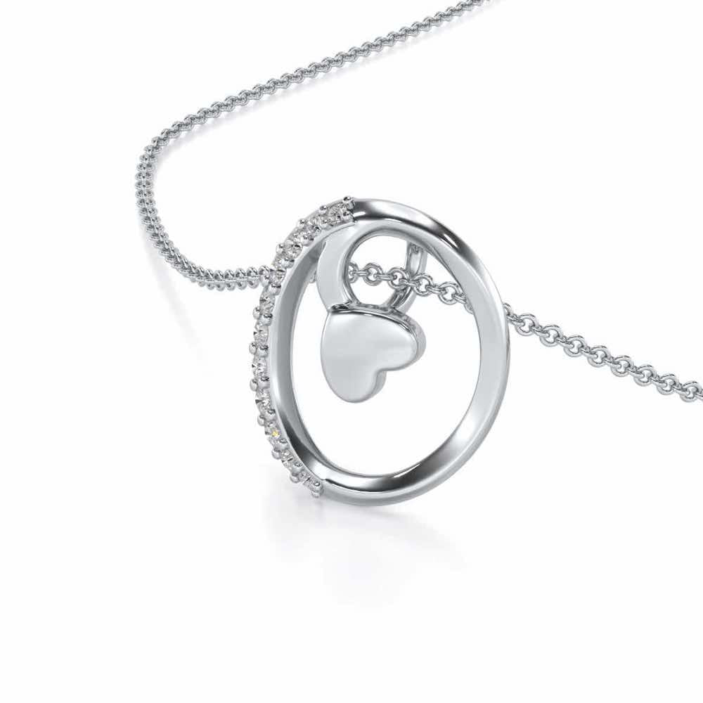 Lovely O Silver Pendant - White Gold - Image 2