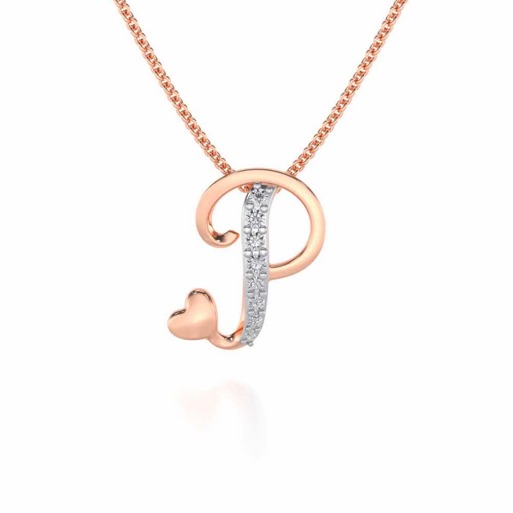 Lovely P Silver Pendant - Rose Gold - Image 1