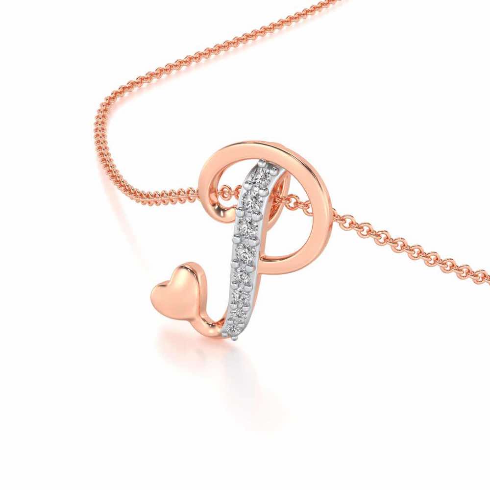 Lovely P Silver Pendant - Rose Gold - Image 2