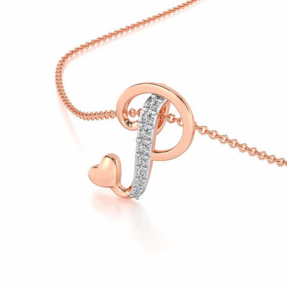 Lovely P Silver Pendant - Rose Gold - Image 2