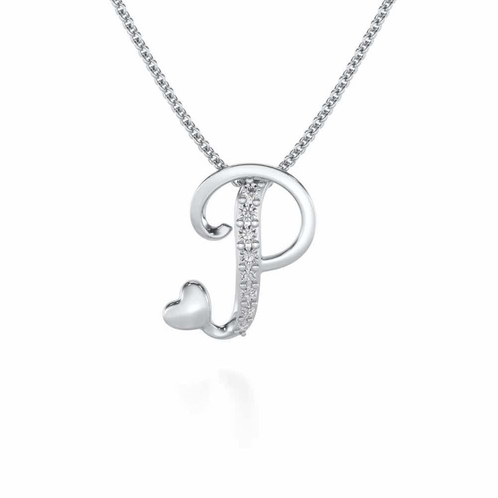Lovely P Silver Pendant - White Gold - Image 1