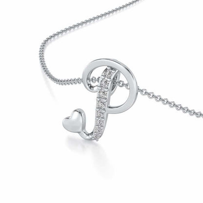 Lovely P Silver Pendant - White Gold - Image 2