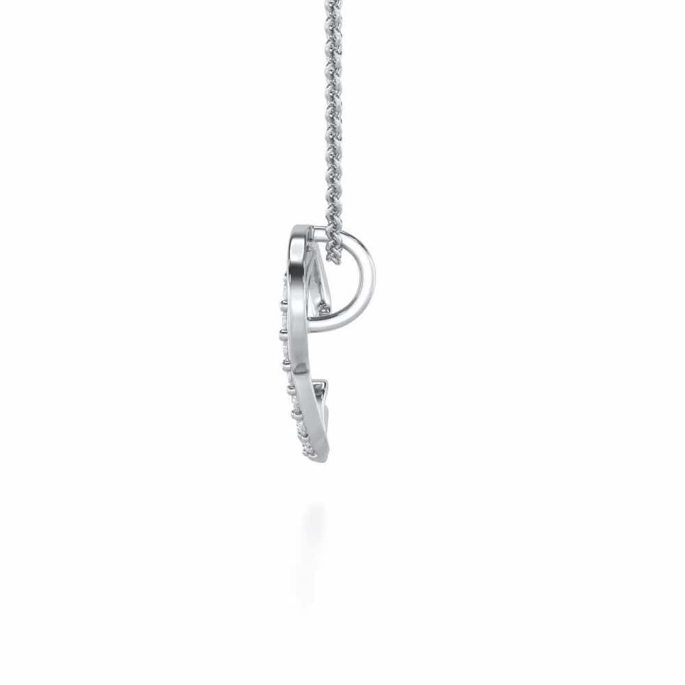 Lovely P Silver Pendant - White Gold - Image 3
