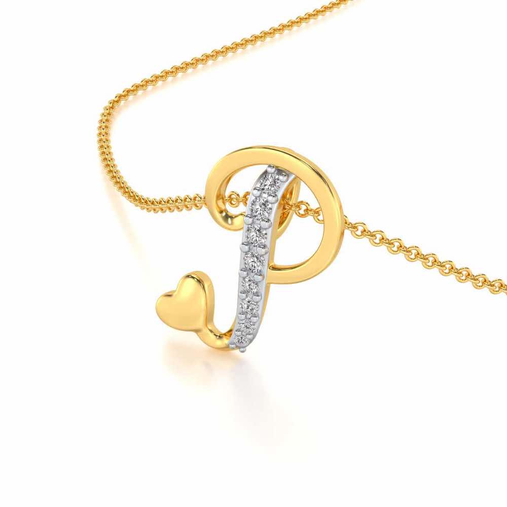 Lovely P Silver Pendant - Yellow Gold - Image 2