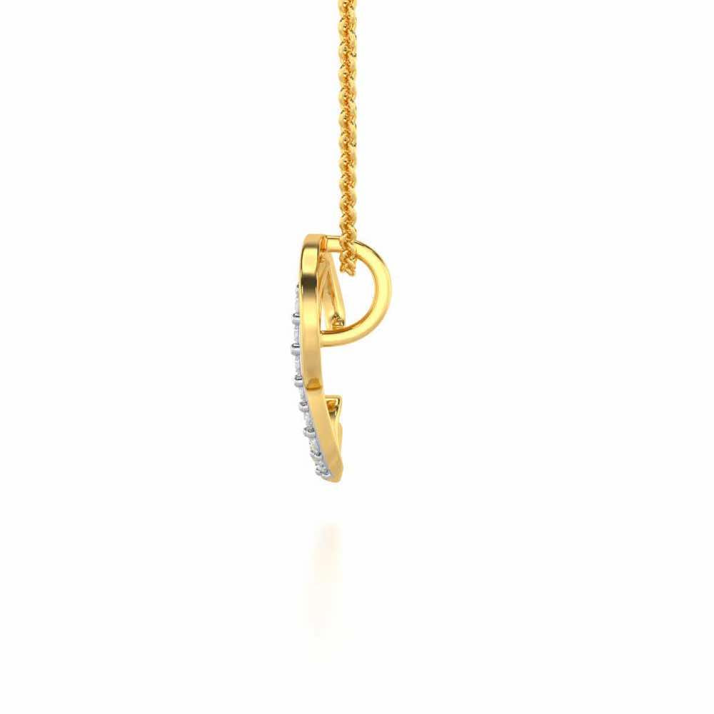 Lovely P Silver Pendant - Yellow Gold - Image 3