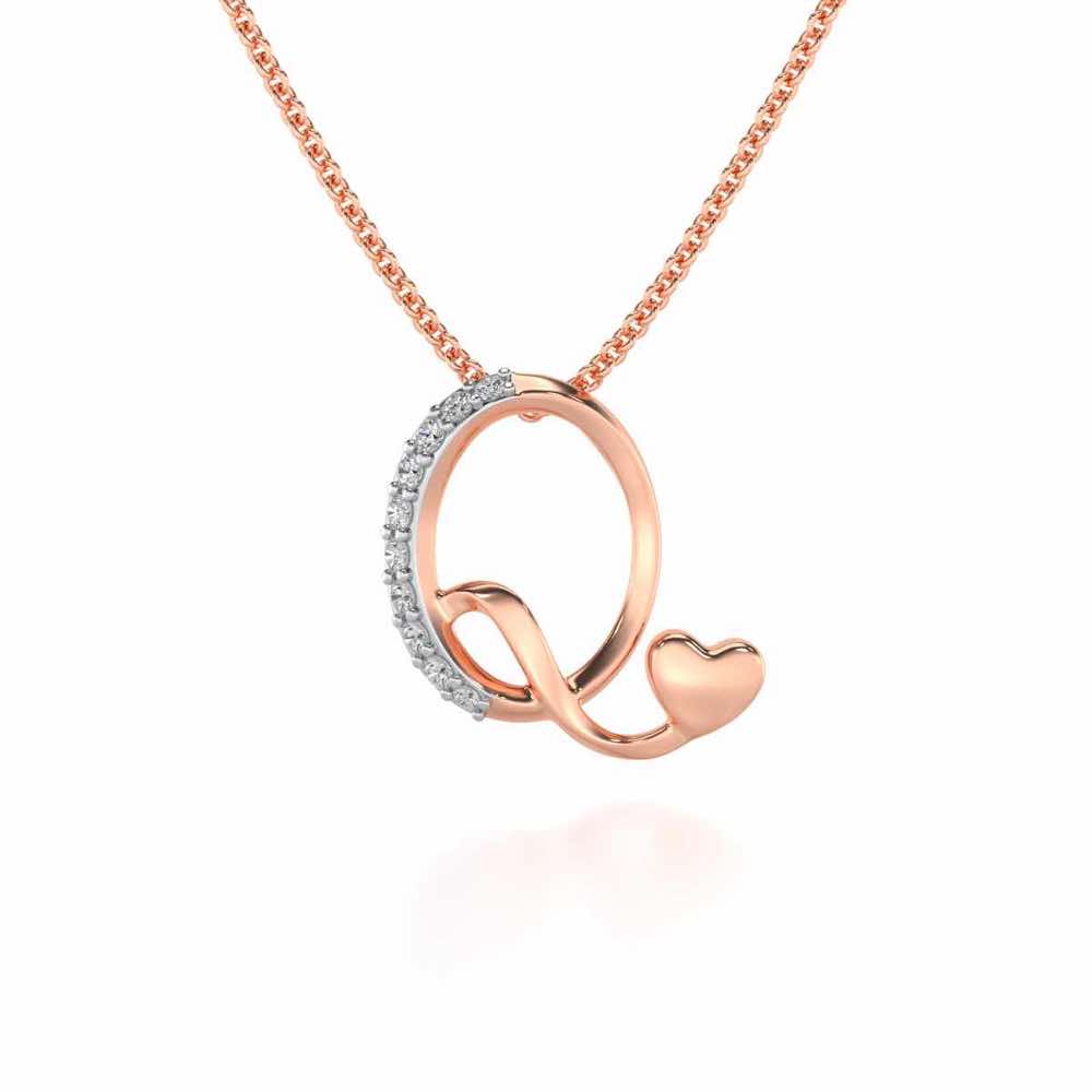 Lovely Q Silver Pendant - Rose Gold - Image 1