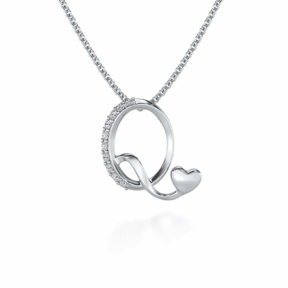Lovely Q Silver Pendant - White Gold - Image 1