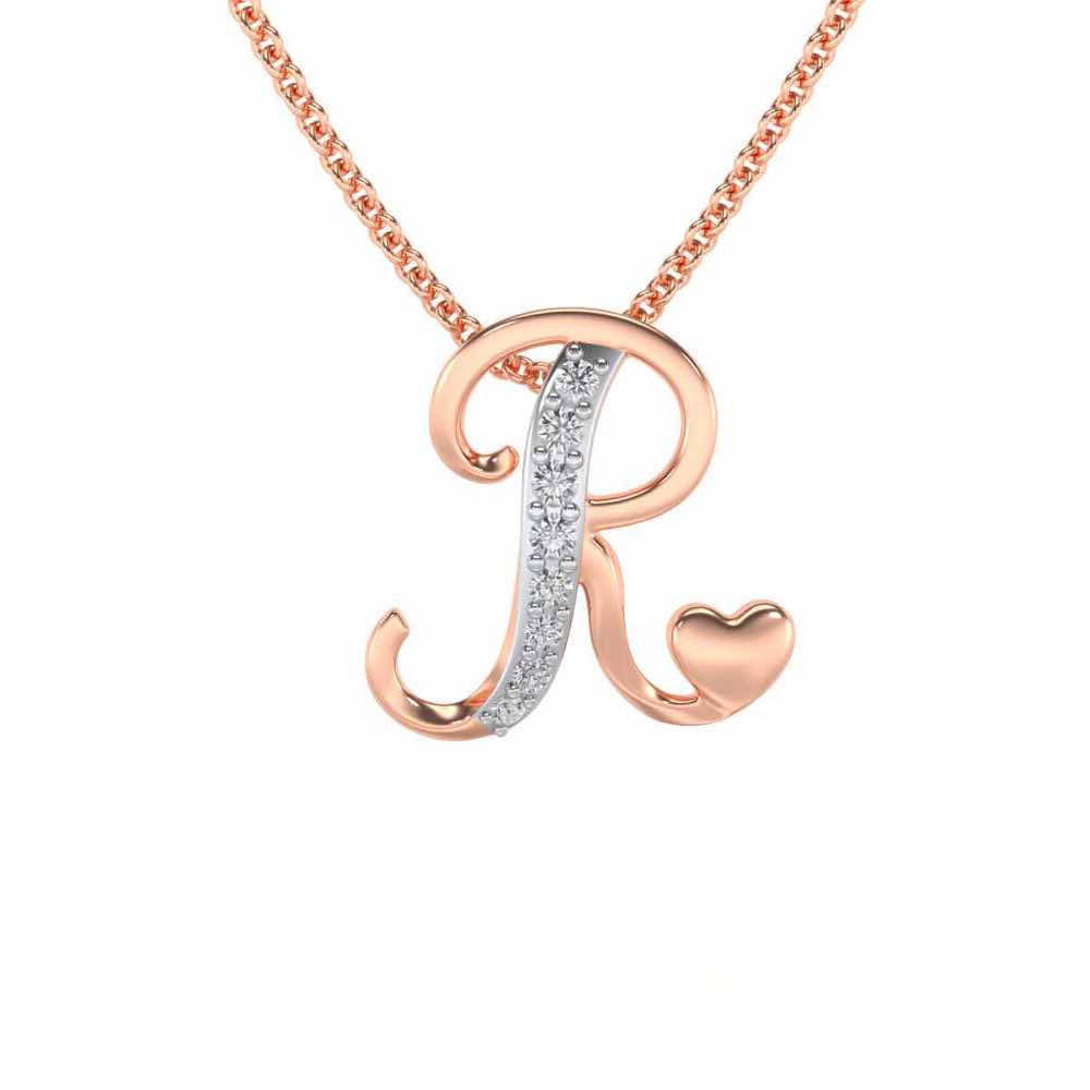 Lovely R Silver Pendant - Rose Gold - Image 1
