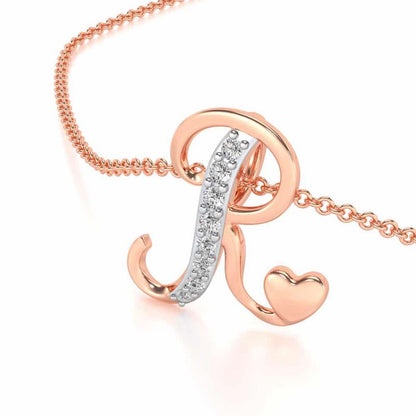 Lovely R Silver Pendant - Rose Gold - Image 2