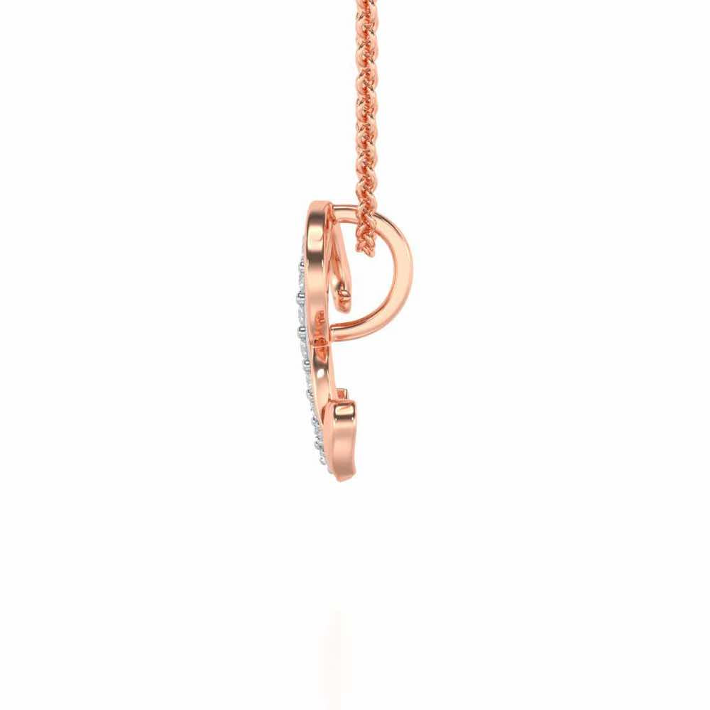 Lovely R Silver Pendant - Rose Gold - Image 3