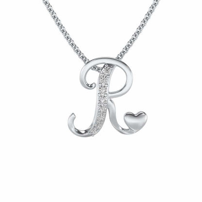 Lovely R Silver Pendant - White Gold - Image 1