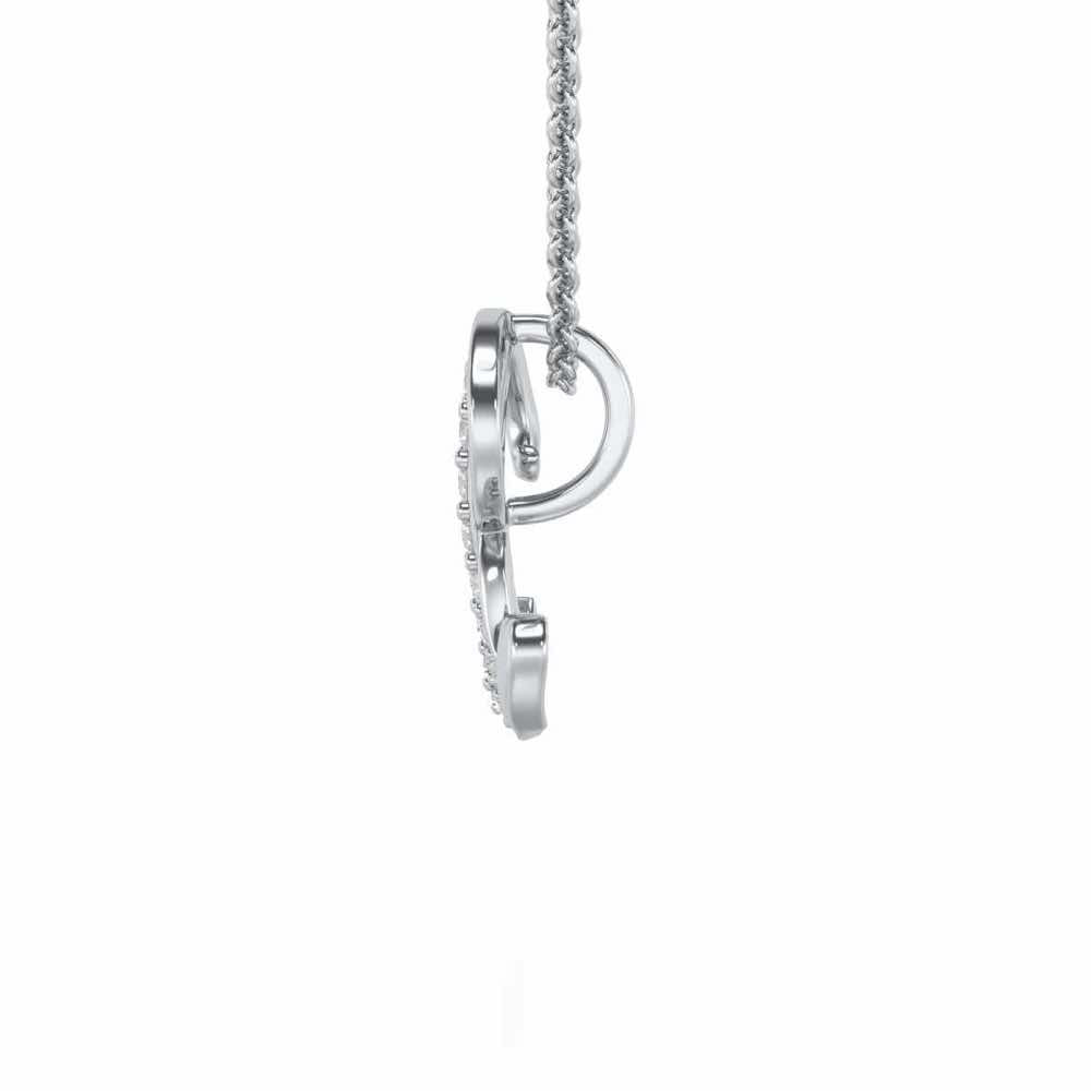 Lovely R Silver Pendant - White Gold - Image 3