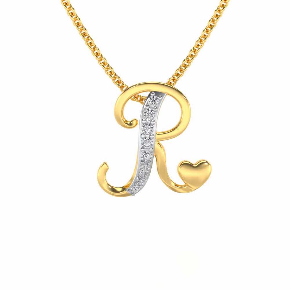 Lovely R Silver Pendant - Yellow Gold - Image 1