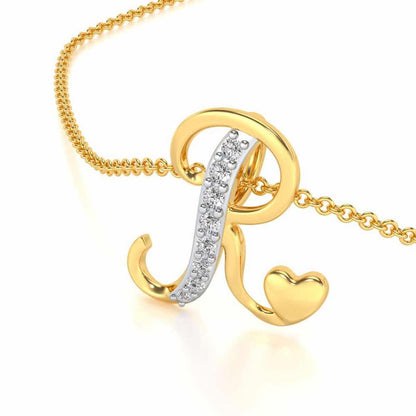 Lovely R Silver Pendant - Yellow Gold - Image 2