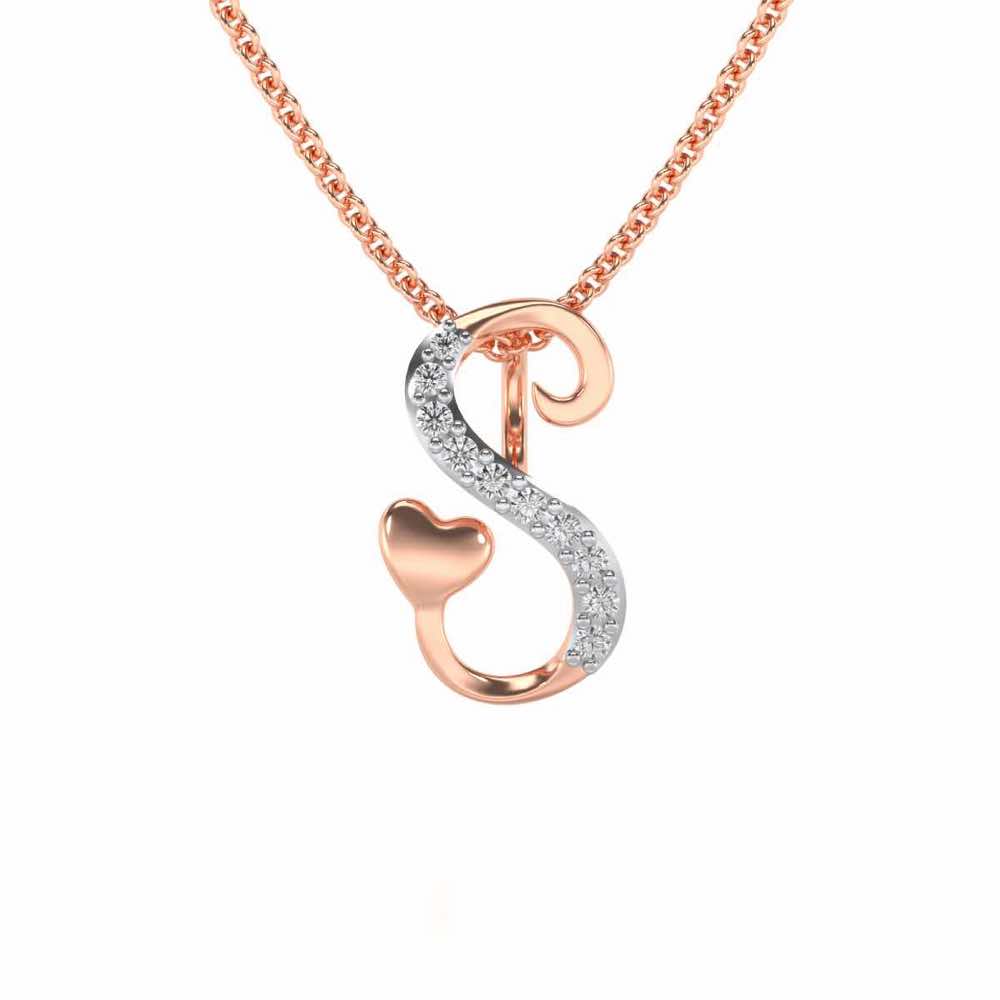 Lovely S Silver Pendant - Rose Gold - Image 1
