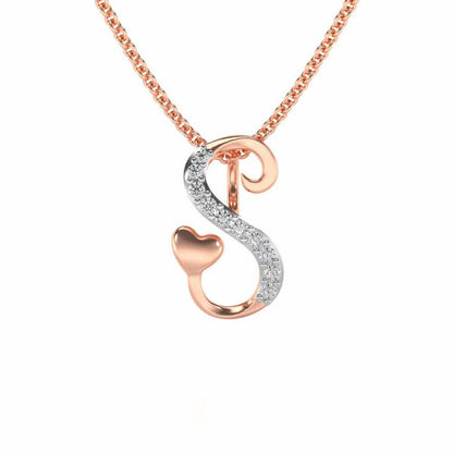 Lovely S Silver Pendant - Rose Gold - Image 1