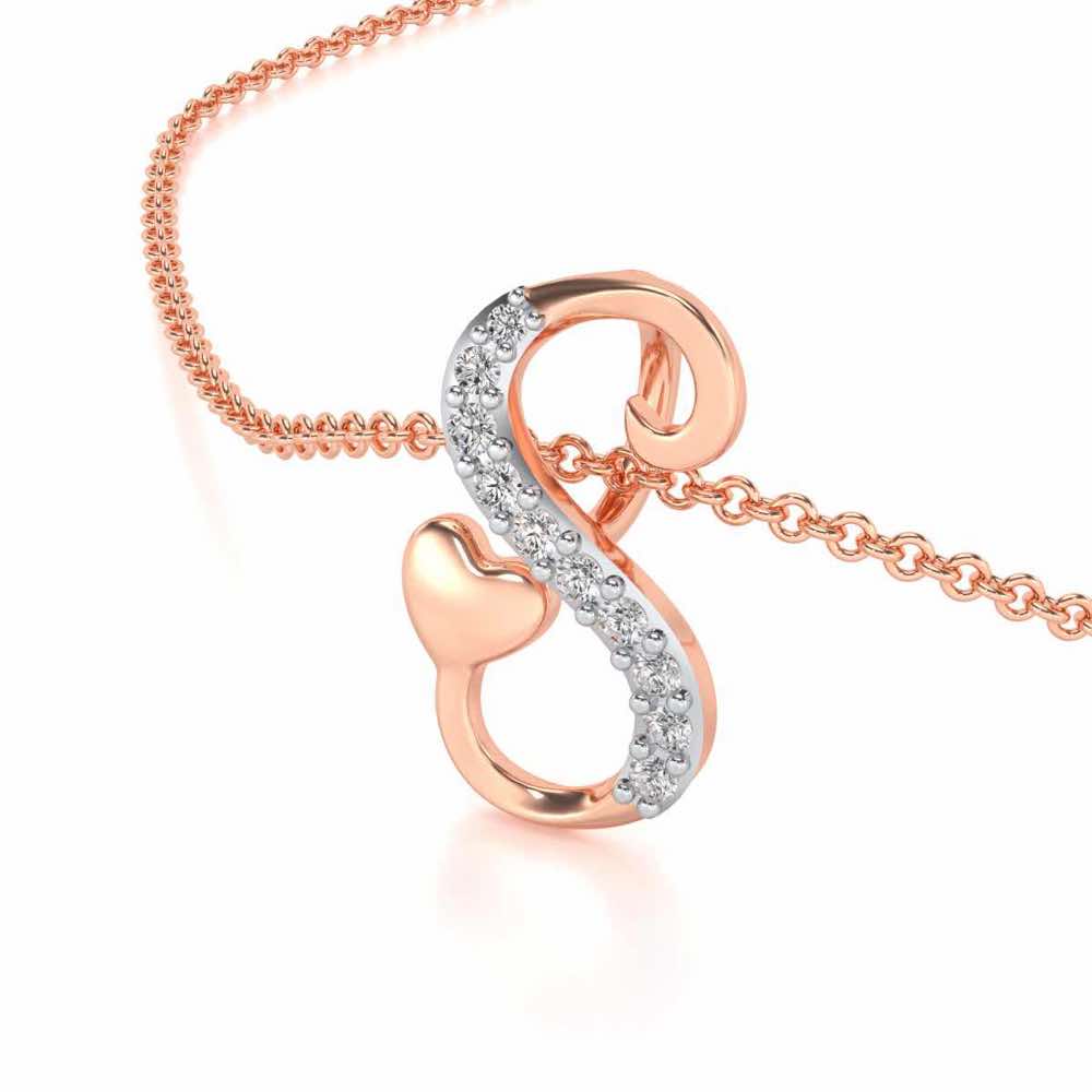 Lovely S Silver Pendant - Rose Gold - Image 2