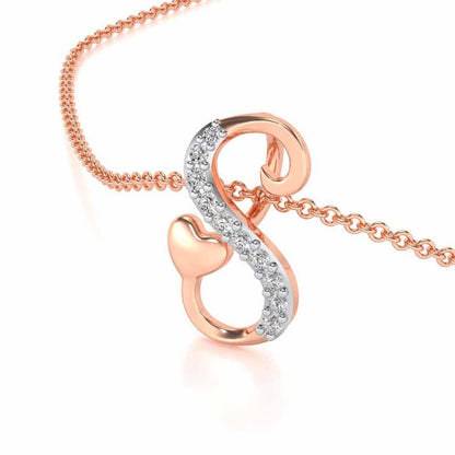 Lovely S Silver Pendant - Rose Gold - Image 2